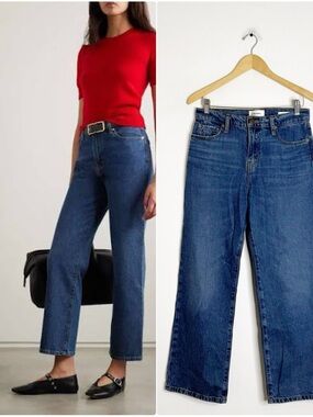 FRAME Le Jane Crop Jeans Size 26 High Rise Straight Leg Blue Denim